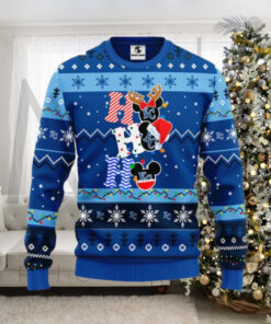 KC Royals Ho Ho Ho Mickey Santa Hat Design Ugly Christmas Sweater