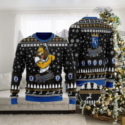 KC Royals Mascot Lion Baseball Ugly Christmas Sweater