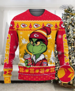 Kansas City Chiefs The Grinch Drink Coffee Ugly Christmas Sweater