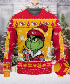 Kansas City Chiefs The Grinch Drink Coffee Ugly Christmas Sweater