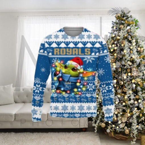 Kansas City Royals Baby Yoda Lights Ugly Christmas Sweater