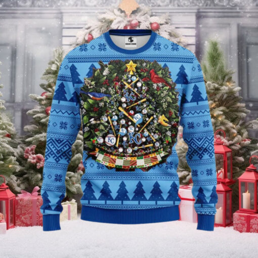 Kansas City Royals Christmas Tree Baseball Themed Ugly Sweater