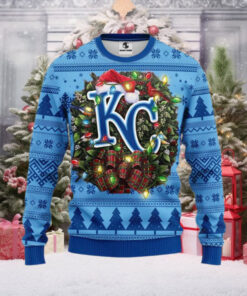 Kansas City Royals Christmas Wreath Ugly Sweater With Lights