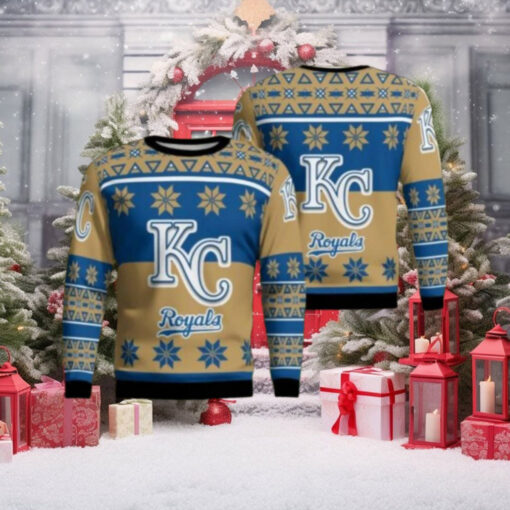 Kansas City Royals Classic Blue And Gold Snowflakes Ugly Sweater