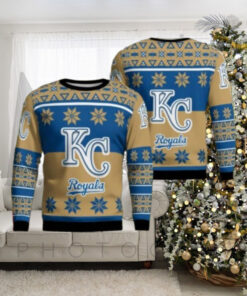 Kansas City Royals Classic Blue And Gold Snowflakes Ugly Sweater