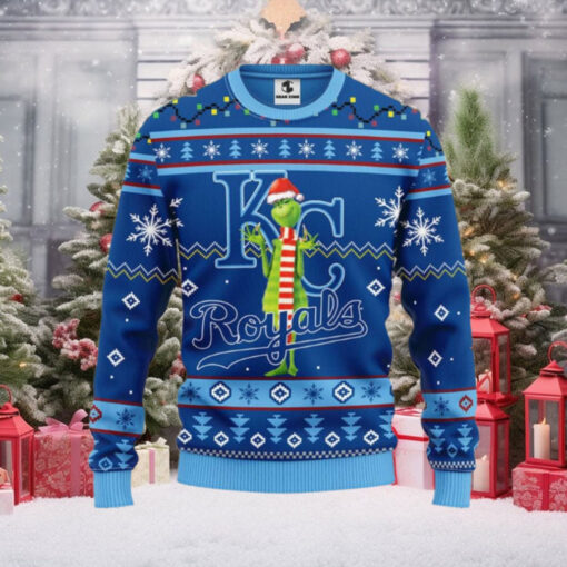 Kansas City Royals Royal Grinch Blue Christmas Wreath Ugly Sweater