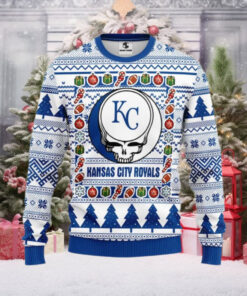 Kansas City Royals Skull Ornament Ugly Christmas Sweater