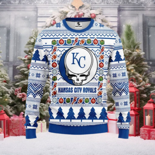 Kansas City Royals Skull Ornament Ugly Christmas Sweater