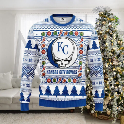 Kansas City Royals Skull Ornament Ugly Christmas Sweater