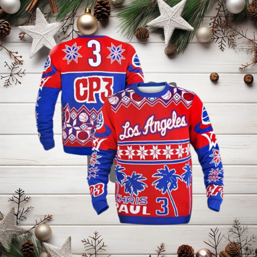 Klew NBA Los Angeles Clippers Chris Paul Ugly Sweater Holiday Ugly Christmas Sweater