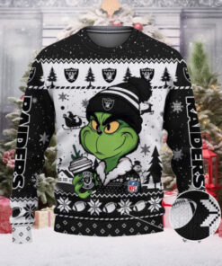 Las Vegas Raiders The Grinch Drink Coffee Ugly Christmas Sweater