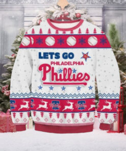 Let’s Go Phillies White And Red Ugly Christmas Sweater