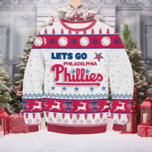 Let’s Go Phillies White And Red Ugly Christmas Sweater