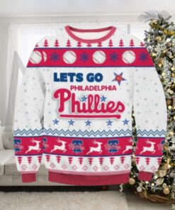 Let’s Go Phillies White And Red Ugly Christmas Sweater