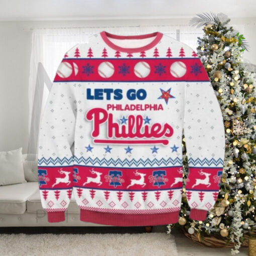 Let’s Go Phillies White And Red Ugly Christmas Sweater