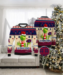 Los Angeles Angels Christmas Sweater Grinch Themed Wool Design