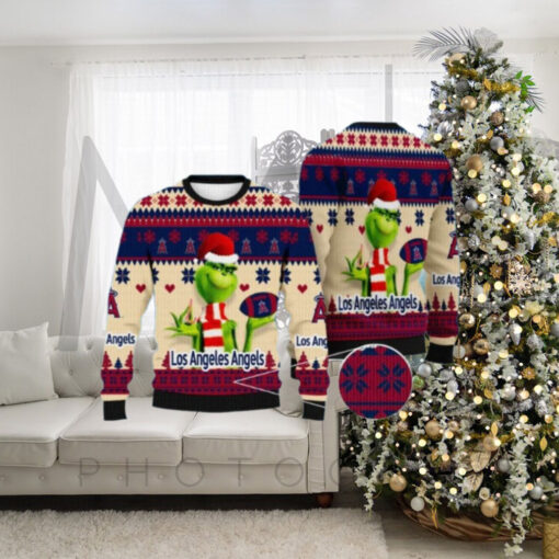 Los Angeles Angels Christmas Sweater Grinch Themed Wool Design