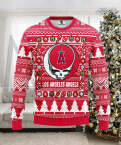 Los Angeles Angels Christmas Sweater With Festive Skull And Ornament