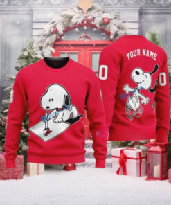 Los Angeles Angels Custom Snoopy Christmas Sweater Personalized Name