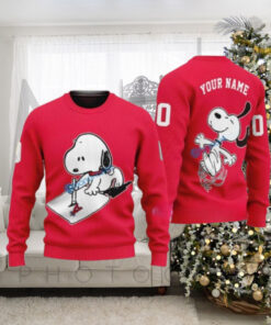 Los Angeles Angels Custom Snoopy Christmas Sweater Personalized Name