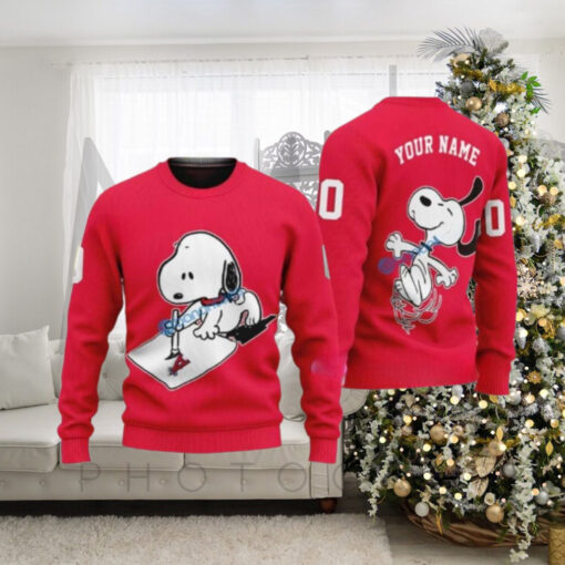 Los Angeles Angels Custom Snoopy Christmas Sweater Personalized Name