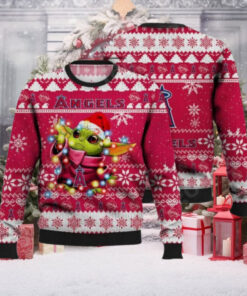 Los Angeles Angels Ugly Christmas Sweater Baby Yoda With Festive Lights