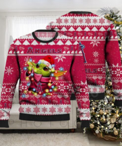 Los Angeles Angels Ugly Christmas Sweater Baby Yoda With Festive Lights