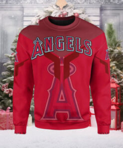 Los Angeles Angels Ugly Christmas Sweater Bold Red Logo Design