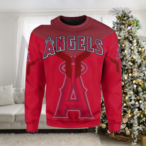 Los Angeles Angels Ugly Christmas Sweater Bold Red Logo Design