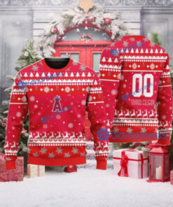 Los Angeles Angels Ugly Christmas Sweater Custom Name Red Snowflake