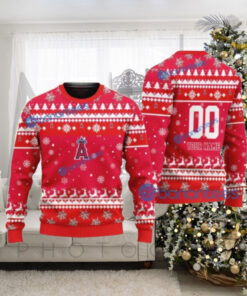 Los Angeles Angels Ugly Christmas Sweater Custom Name Red Snowflake