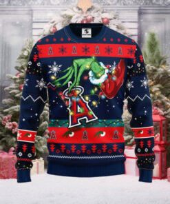 Los Angeles Angels Ugly Christmas Sweater Featuring The Grinch