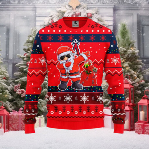 Los Angeles Angels Ugly Christmas Sweater Santa Dabbing Festive Design