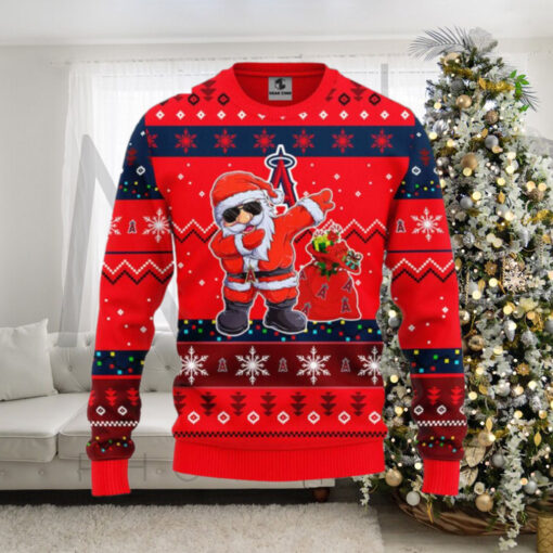 Los Angeles Angels Ugly Christmas Sweater Santa Dabbing Festive Design