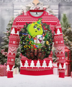 Los Angeles Angels Ugly Christmas Sweater With Grinch Holding Baseball