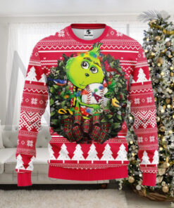 Los Angeles Angels Ugly Christmas Sweater With Grinch Holding Baseball