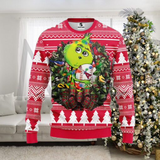 Los Angeles Angels Ugly Christmas Sweater With Grinch Holding Baseball