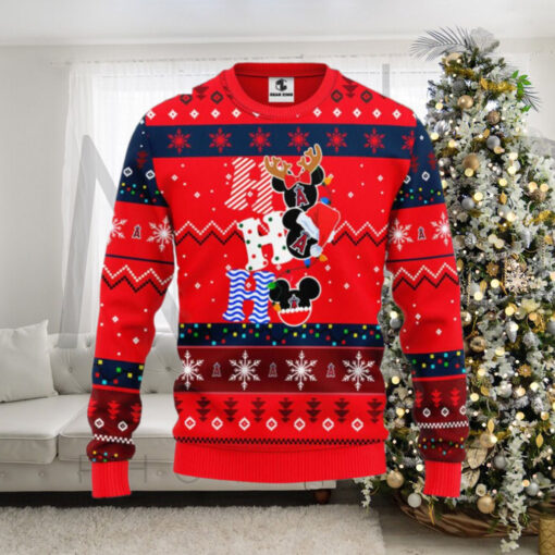 Los Angeles Angels Ugly Christmas Sweater With Mickey Ho Ho Ho Design