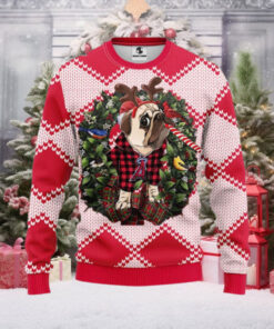 Los Angeles Angels Ugly Christmas Sweater With Reindeer Pug Design