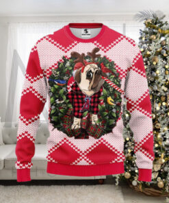 Los Angeles Angels Ugly Christmas Sweater With Reindeer Pug Design