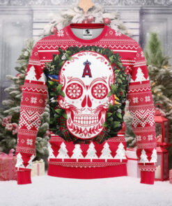 Los Angeles Angels Ugly Christmas Sweater With Sugar Skull Design