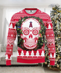 Los Angeles Angels Ugly Christmas Sweater With Sugar Skull Design