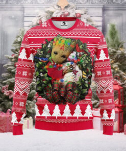 Los Angeles Angels Ugly Sweater Featuring Groot With Christmas Lights