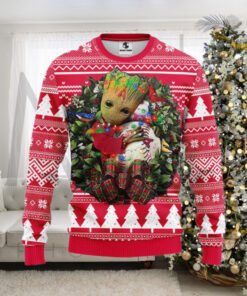 Los Angeles Angels Ugly Sweater Featuring Groot With Christmas Lights