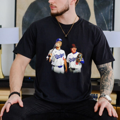 Los Angeles Dodgers baseball players cosplay Jason Voorhees and Freddy Krueger shirt