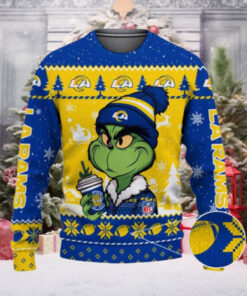 Los Angeles Rams The Grinch Drink Coffee Ugly Christmas Sweater