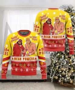 Mega Powers Macho Man Randy Savage And Hulk Hogan Ugly Christmas Sweater Holiday Gift Ugly Christmas Sweater