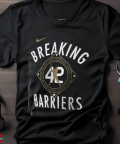 Men's Brooklyn Dodgers Jackie Robinson Nike Black Cooperstown Collection Breaking Barriers Performance T Shirt