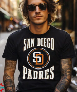 Men's San Diego Padres Mitchell & Ness Navy Arched Logo Slub T Shirt