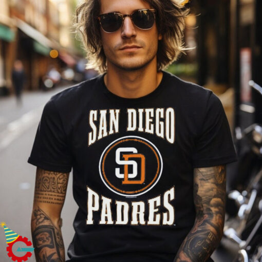 Men's San Diego Padres Mitchell & Ness Navy Arched Logo Slub T Shirt